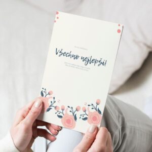 Textové přání / blahopřání otevírací - smetanové květy - Image 3
